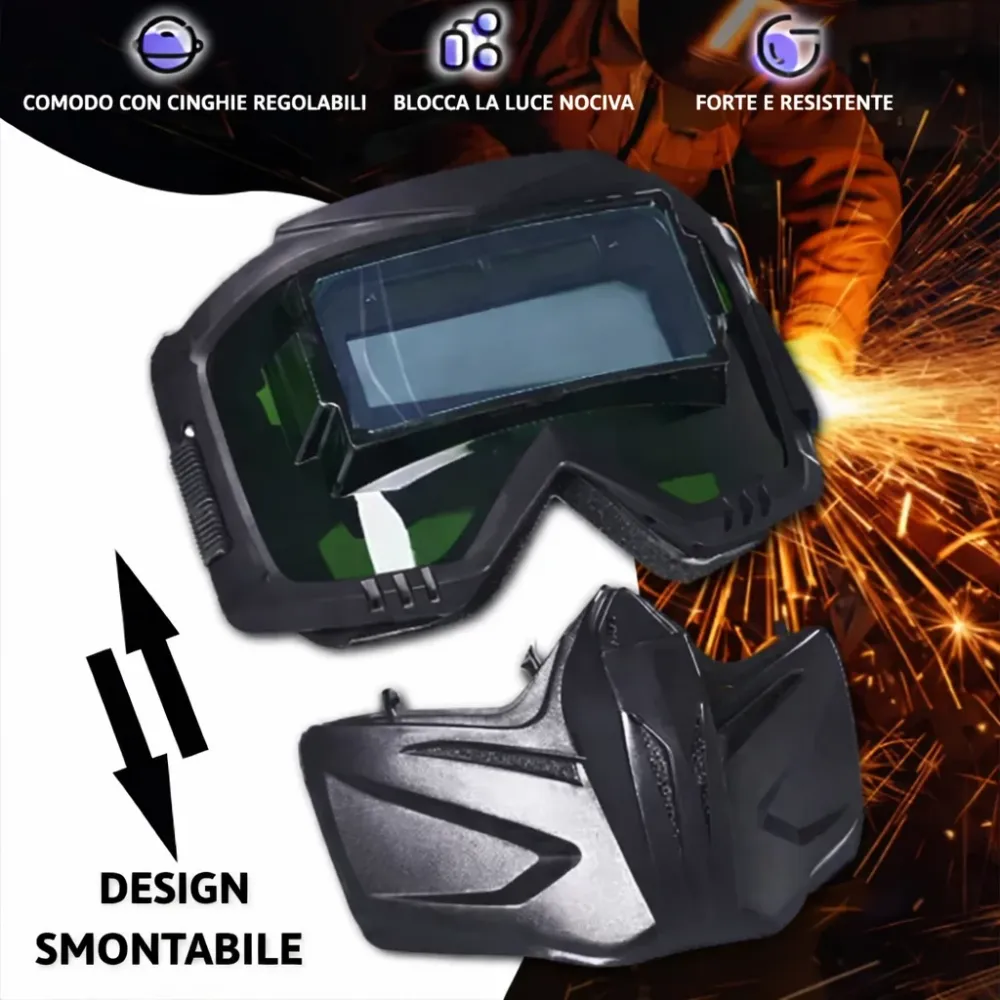 70% DI SCONTO | Maschera per saldatura con oscuramento automatico 0,1 ms – Smontabile 2 pezzi, protezione totale