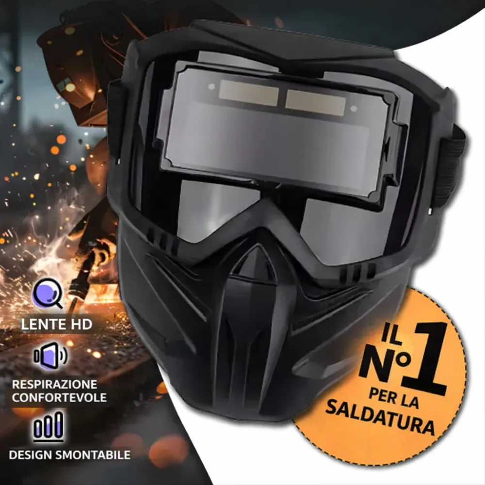 70% DI SCONTO | Maschera Per Saldatura Con Oscuramento Automatico 0,1 ms – Smontabile 2 Pezzi, Protezione Totale