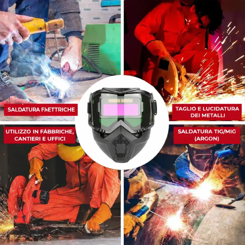 70% DI SCONTO | Maschera Per Saldatura Con Oscuramento Automatico 0,1 ms – Smontabile 2 Pezzi, Protezione Totale