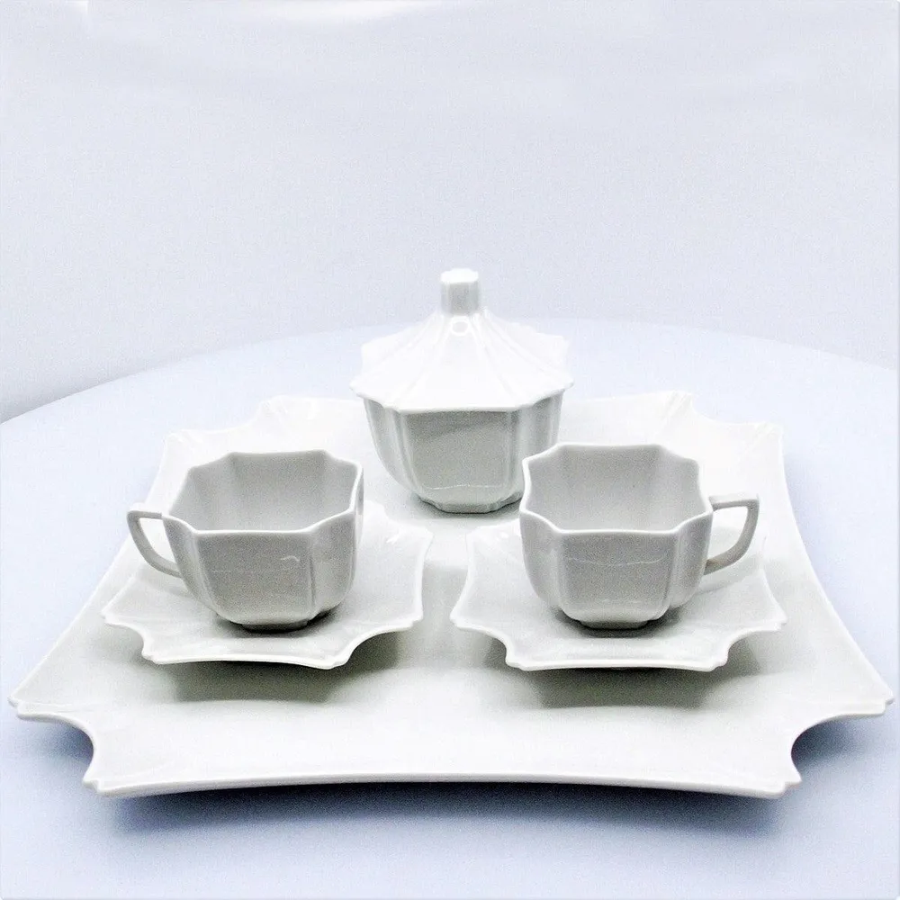 Servizio da caffè 3 pezzi più vassoio porcellana di Limoges France -0771