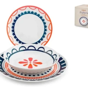 Servizio 18 pezzi tavola zephyra porcellana decorata forma coupeH&H