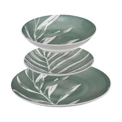 Servizio piatti 18pz porcellana verde salvia | rohome