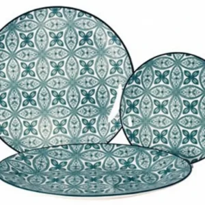 Servizio Di Piatti Maiolica Verde Acqua Porcellana- - Servizio Contenente 18 Piatti - 1 Confezione Xtra