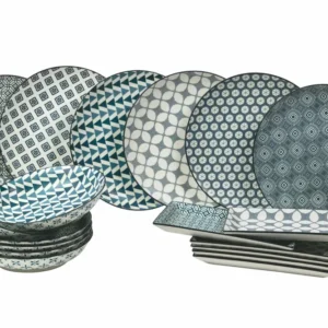 Servizio Piatti 18 Pezzi Gres Villa d'Este Home Tivoli Double Blu