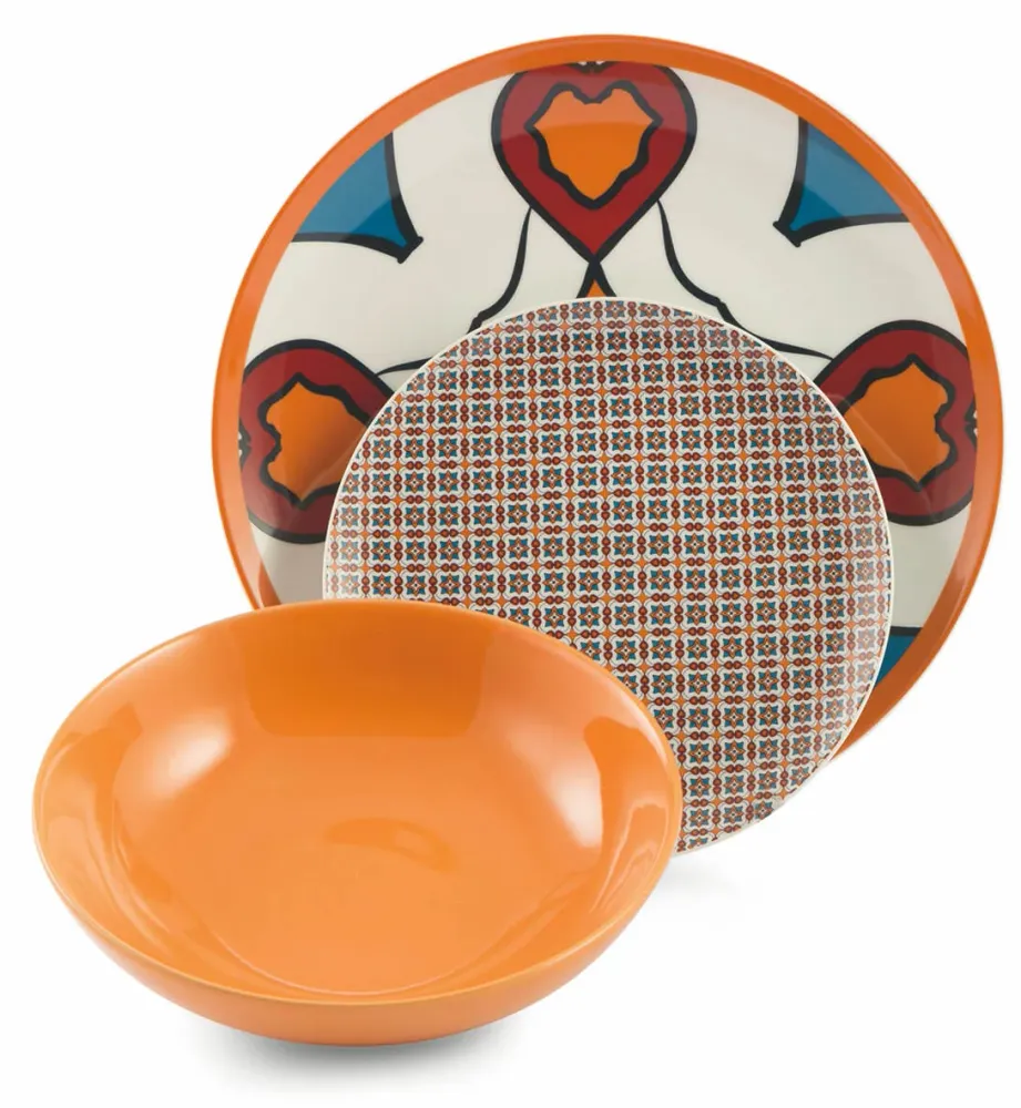 Servizio Piatti 18 Pezzi Porcellana e Gres Villa d'Este Home Tivoli Cala Lisboa Multicolor