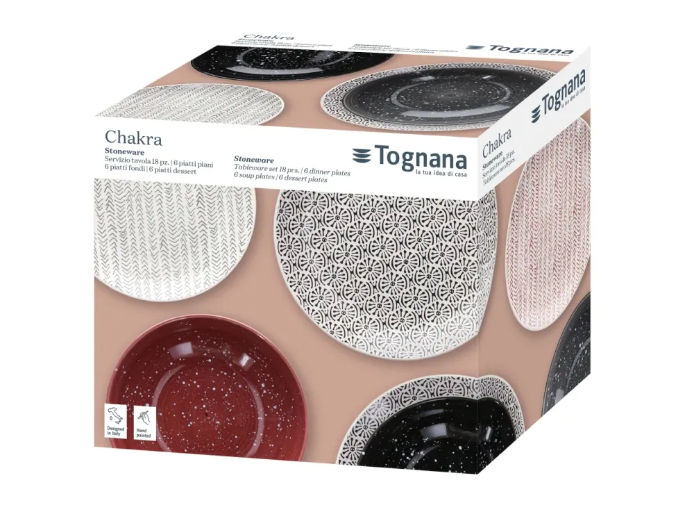 Servizio di piatti 18 pezzi porcellana linea louise chakra