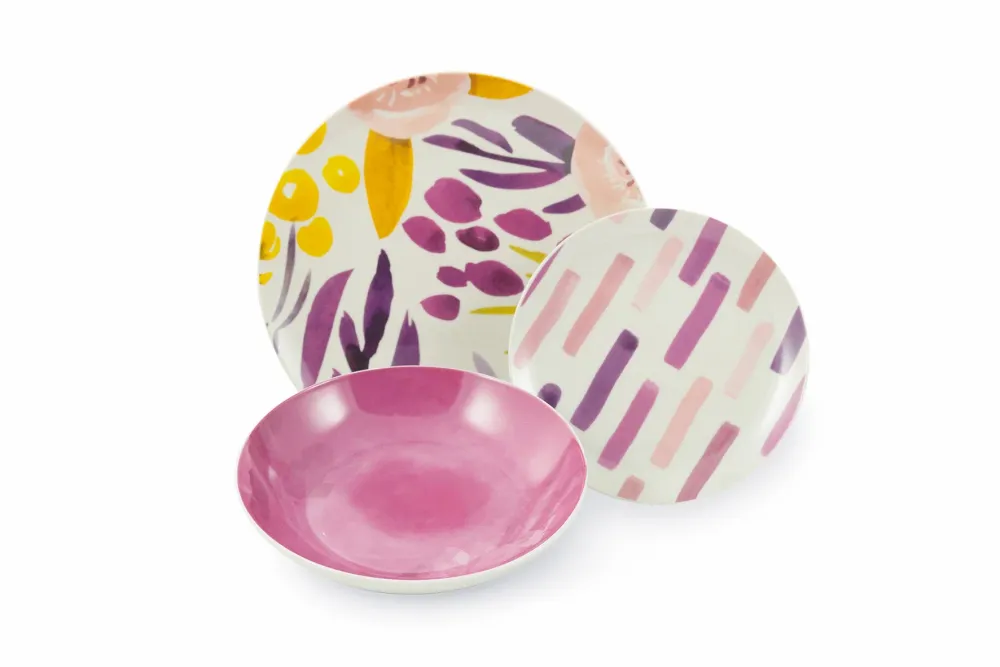 Servizio Piatti 18 Pezzi Porcellana Villa d'Este Home Tivoli Aquerello Multicolor