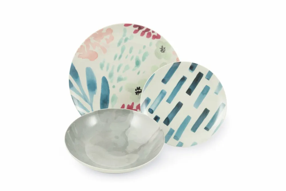 Servizio Piatti 18 Pezzi Porcellana Villa d'Este Home Tivoli Aquerello Multicolor