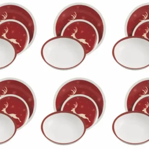 Servizio Piatti 18 Pezzi Porcellana Villa d'Este Home Tivoli White Reindeer