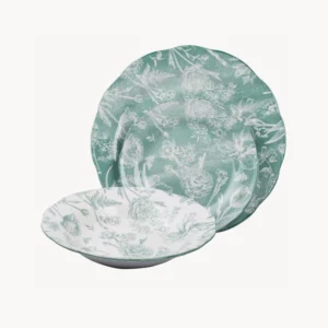 Servizio piatti porcellana Fleurette verde, 6 persone