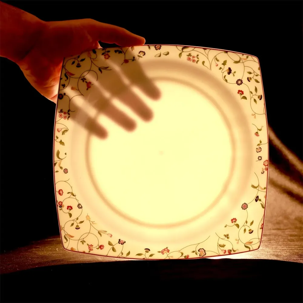 Servizio piatti quadrato con decoro floreale fine bone china - Flavia