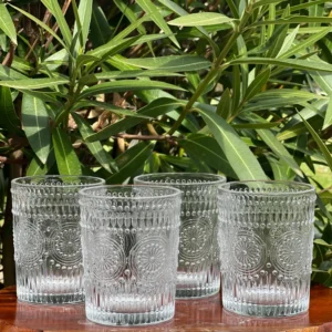 Servizio sei bicchieri Tumbler vetro decoro retrò