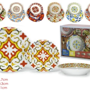 Servizio tavola da 6 portate porcellana multicolor stile mediterraneo, linea Zahira - Gusto Casa