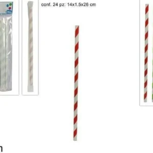 Set 24pz Cannucce Carta Imbustate Singolarmente Feste Compleanni Colorate Spirale