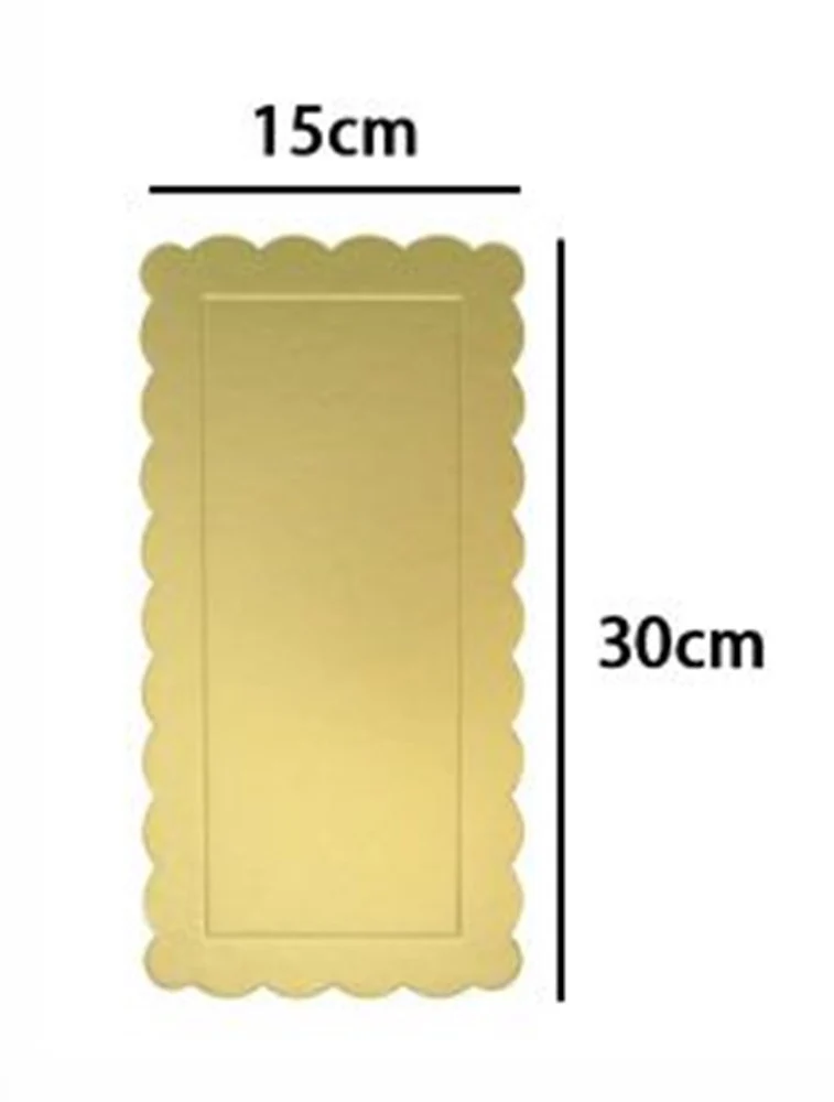 Set 3pz Base Per Torta Rettangolare Piatto Sottotorta Dorato 15x30cm Con Bordino 31155