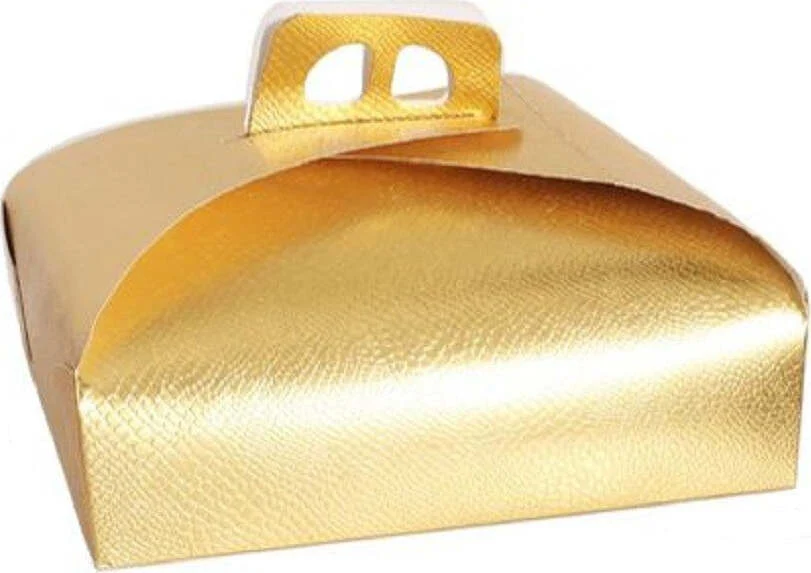Set 3pz Scatola Porta Torta Oro 45x45 Cm Per Dolci Paste Pasticceria Festa 58011
