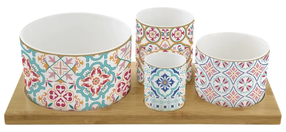 Set di antipasti Siracusa con 4 ciotole, 29x13cm