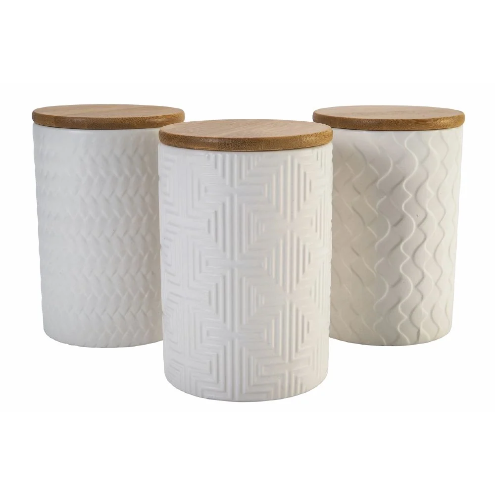 Set 3 Barattoli Ø10x15 cm 850 ml Ceramica VdE Tivoli 1996 Geometrie