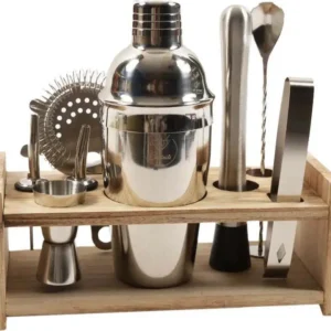 Set bartender 8 pezzi Shaker per cocktail con cassetta legno idea regalo