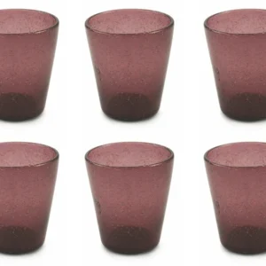 Set 6 Bicchieri Ø9x10 cm Vetro Soffiato Villa d'Este Home Tivoli Cancun Viola