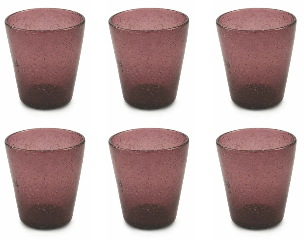Set 6 Bicchieri Ø9x10 cm Vetro Soffiato Villa d'Este Home Tivoli Cancun Viola