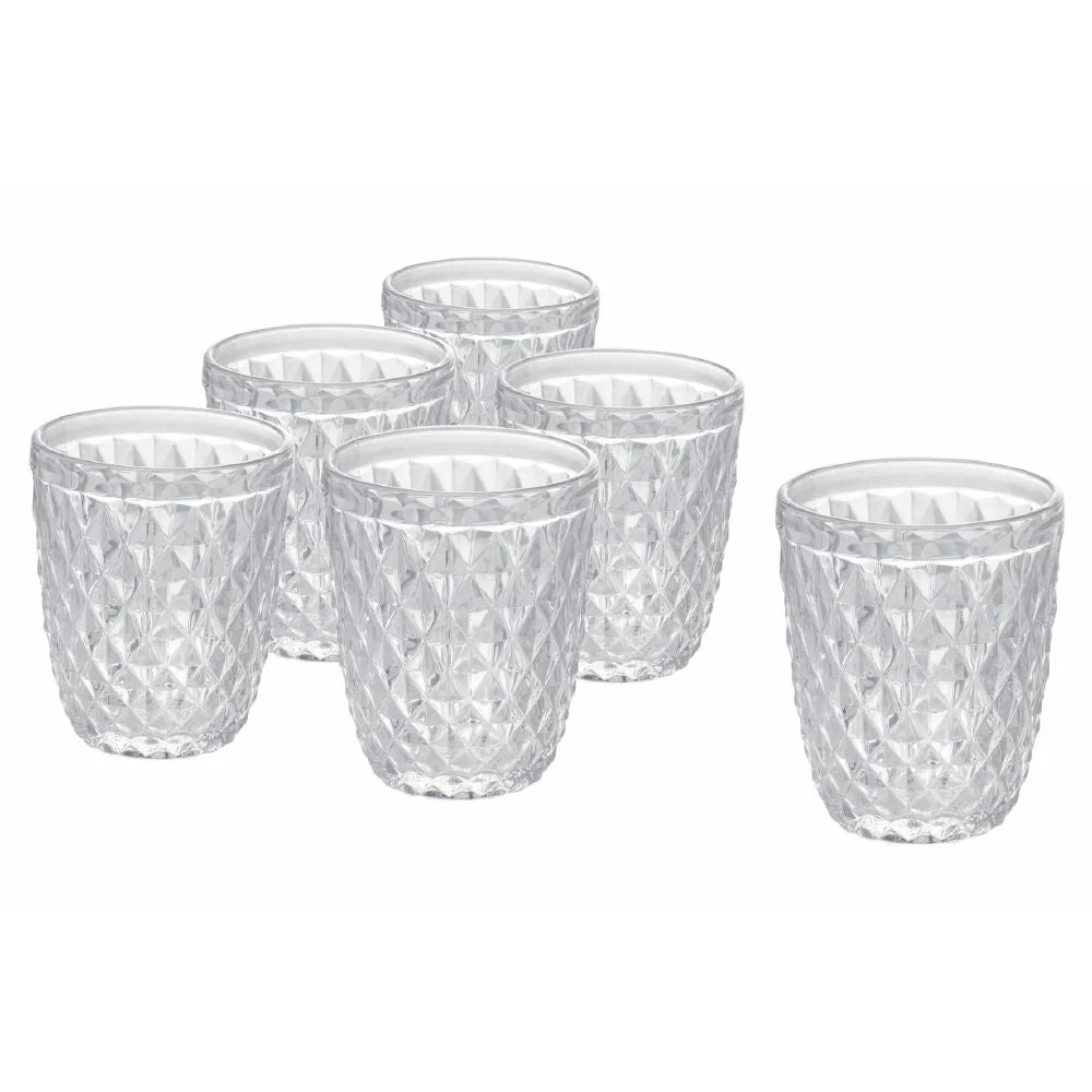 Set 6 Bicchieri Acqua Diamond Vetro VdE Tivoli 1996 Trasparente