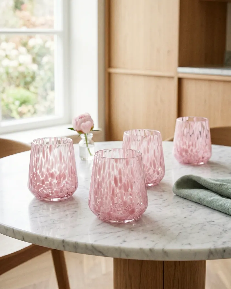 Set 6 bicchieri acqua vetro decorato Candy