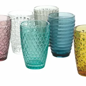 Set 6 Bicchieri Bibita Vetro 380 ml Villa d'Este Home Tivoli Geometrie