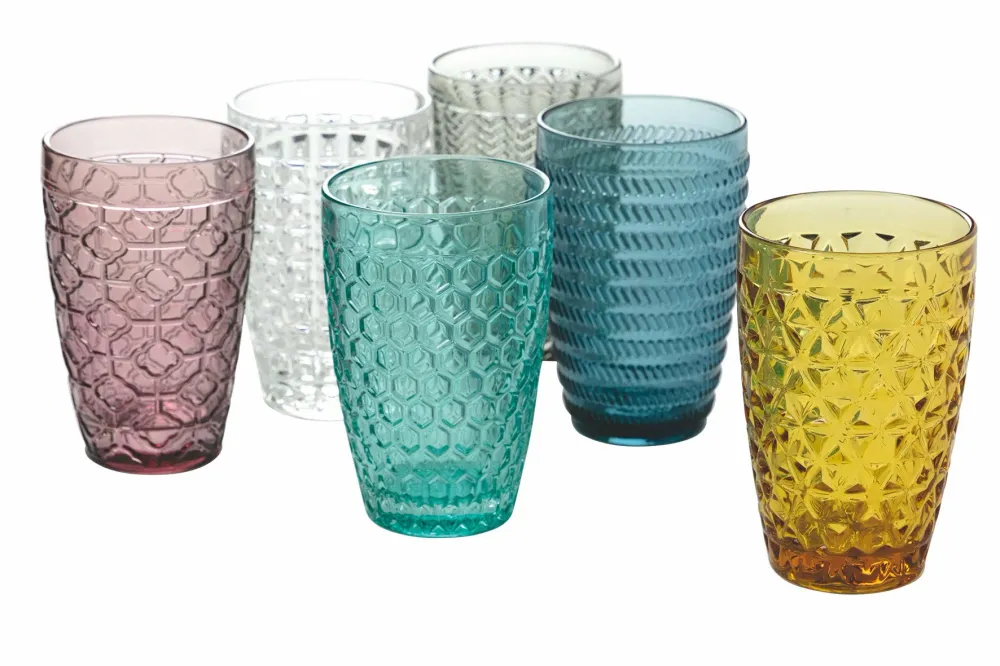 Set 6 Bicchieri Bibita Vetro 380 ml Villa d'Este Home Tivoli Geometrie