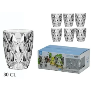 Set 6 Bicchieri Crystal 30cl Vetro Trasparente Elegante Per Bibite Vino Acqua