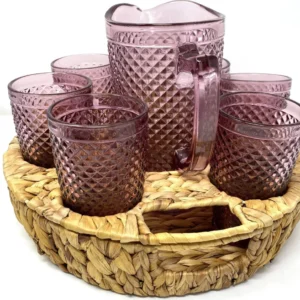 Set 8x Bicchieri per Aperitivo Preziosa Set Aperitivo Rosa 8 Pezzi Made Italy 6 Bicchieri +1 Caraffa +1 Vassoio Con Scomparti
