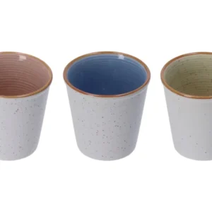 Set da 6 - Bicchieri per liquore ceramica, multicolor stile scandinavo, lavorazione rilievo, lavabile lavastoviglie - d.7x...