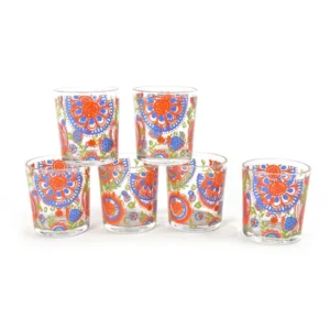 Set da 6 bicchieri serata estiva vetro d.cm 8xh.9 26,5cl cartonetta regalo