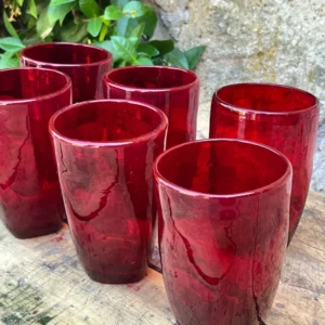 Set di 6 Bicchieri Vetro Rosso Soffiato Villa d’Este