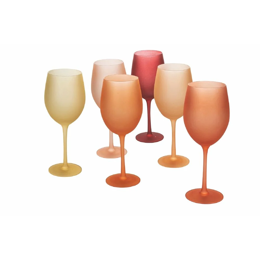 Set 6 Calici Effetto Ghiaccio Happy Hour Sunset Vetro VdE Tivoli 1996 Rosso