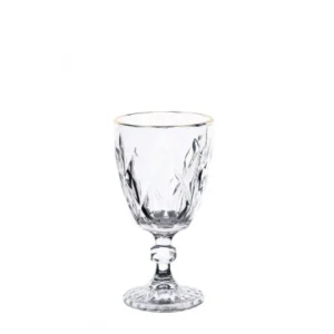 Set 6 calici vino vetro "Kreaty Gold"