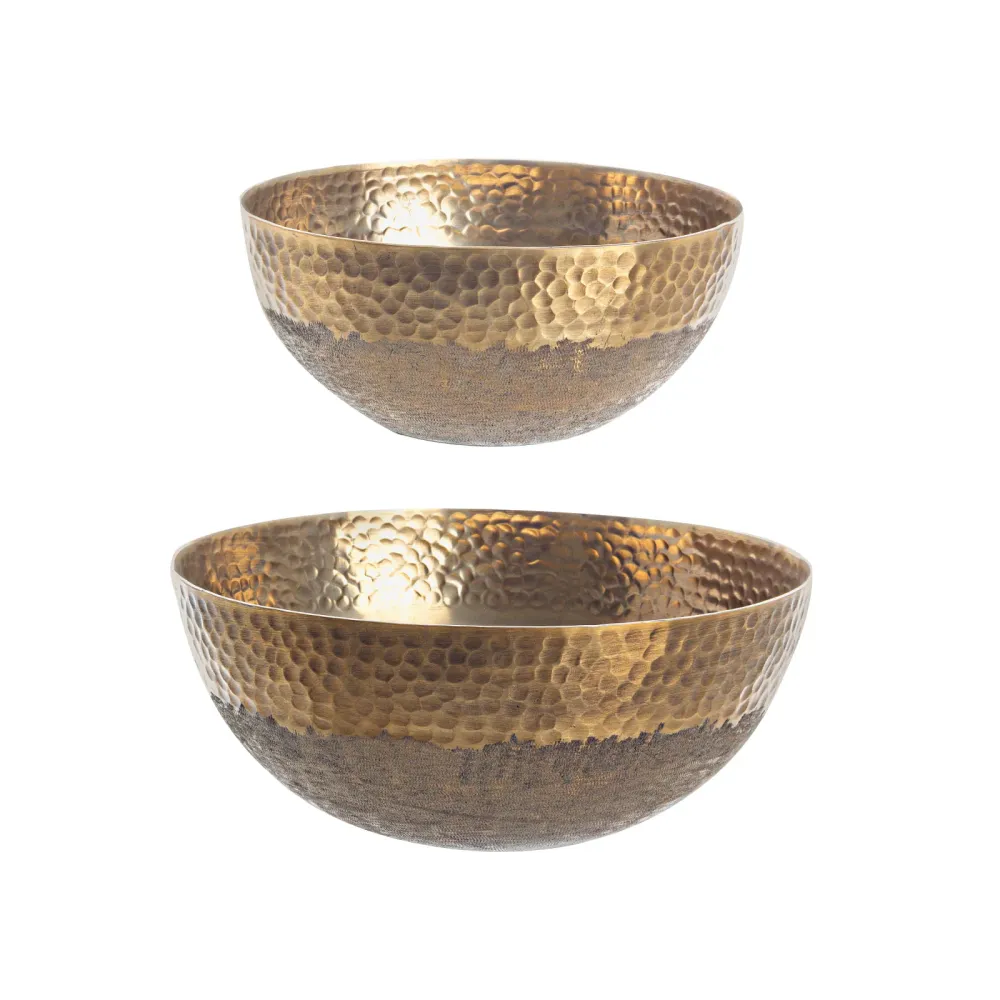 Set 2 ciotola decorativa hammel oro alluminio artigianale