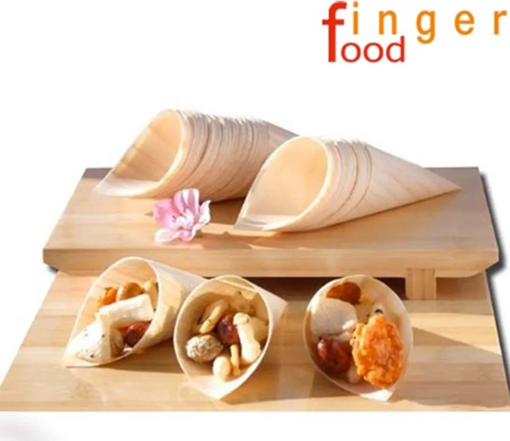 Set 12 Coni Finger Food Fibra Di Pioppo Catering Aperitivo 22,5 X 15,5 Cm