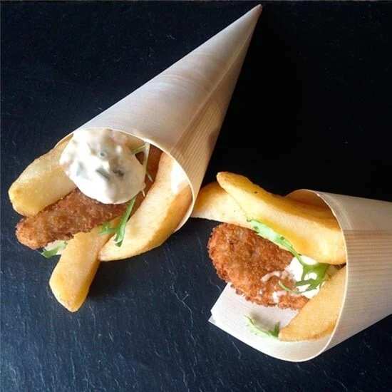 Set 12 Coni Finger Food Fibra Di Pioppo Catering Aperitivo 22,5 X 15,5 Cm