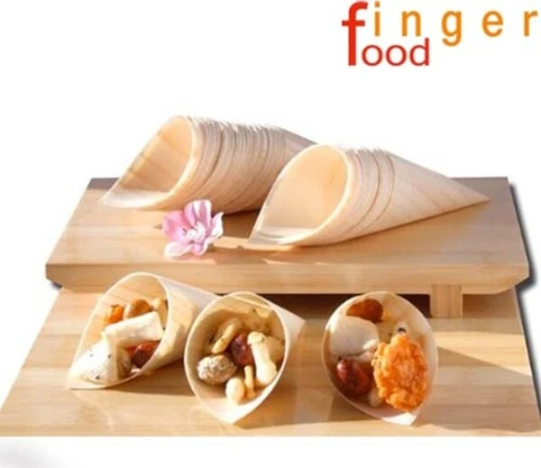 Set 12 Coni Finger Food Fibra Di Pioppo Catering Aperitivo 22,5 X 15,5 Cm