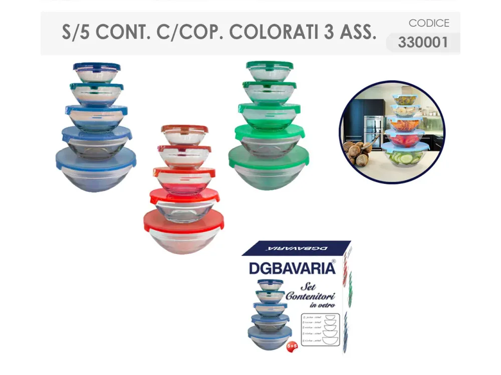 Set 5 contenitore con coperchio da 120-240-355-500