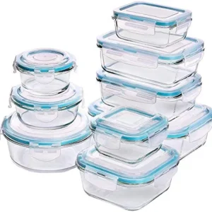 Set di contenitori per alimenti vetro - 18 pezzi (9 + 9...