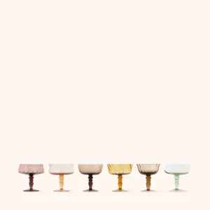 Set 6 Coppe Champagne Texture Assortite Nuance Ambra/Rosa