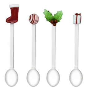 Set 4 cucchiaini natalizi vetro borosilicato - Merry Christmas