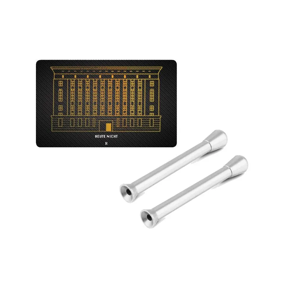 Set esclusivo: 2 cannucce d'argento alluminio e carta hack del Berghain