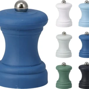 Set macinasale e pepe da 2 pezzi, ciascuno 4,2x4,2x6,2cm e 46gr. Disponibile 3 colori assortiti: nero-bianco, verde-bianco...