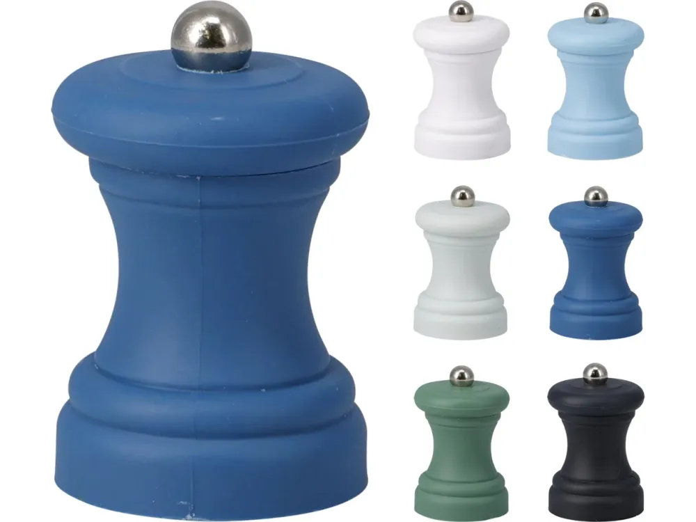 Set macinasale e pepe da 2 pezzi, ciascuno 4,2x4,2x6,2cm e 46gr. Disponibile 3 colori assortiti: nero-bianco, verde-bianco...