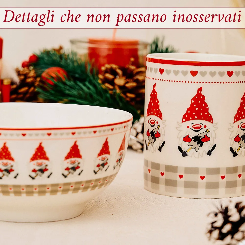Set 2 Mug + 2 Ciotole 310 ml – Gnomi | Colazioni Festa