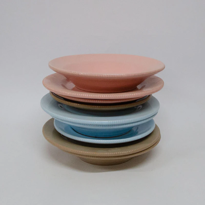 SET Piatti Colorati Rosa, Celeste, Nocciola