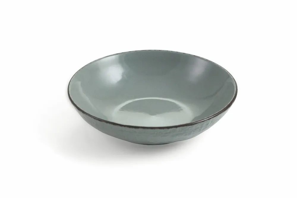 Set 6 Piatti Fondi Ø20x5 cm Gres Villa d'Este Home Tivoli Canapa Grigio Scuro